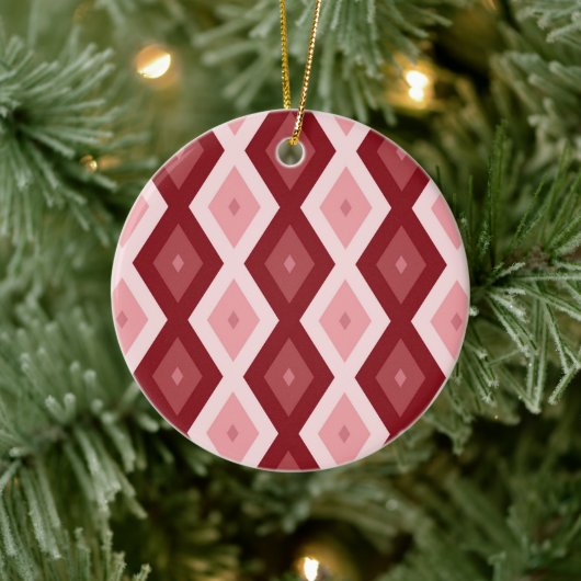 Rood diamantpatroon keramisch ornament (Boom)