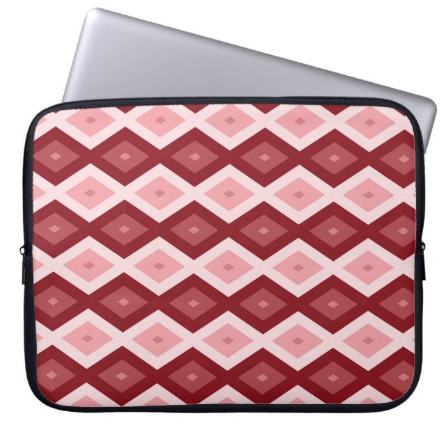 Rood diamantpatroon laptop sleeve (Voorkant)