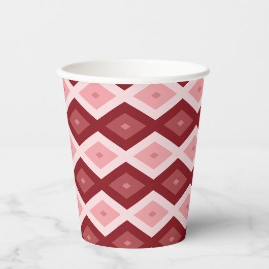 Rood diamantpatroon papieren bekers (Voorkant)