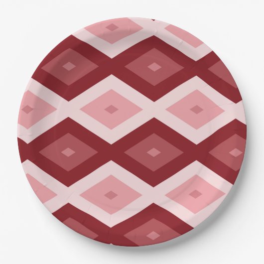 Rood diamantpatroon papieren bordje (Voorkant)