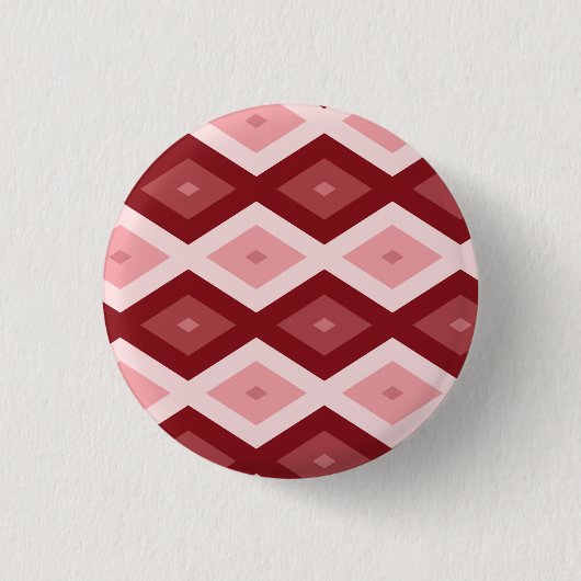 Rood diamantpatroon ronde button 3,2 cm (Voorkant)