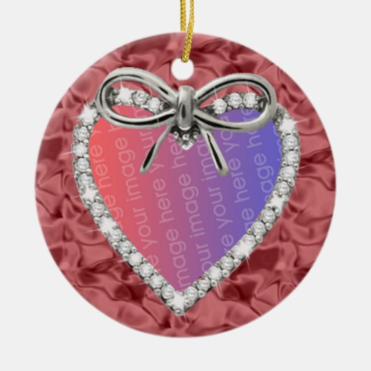 Rood Diamond Heart Lijst Ornament (Voorkant)