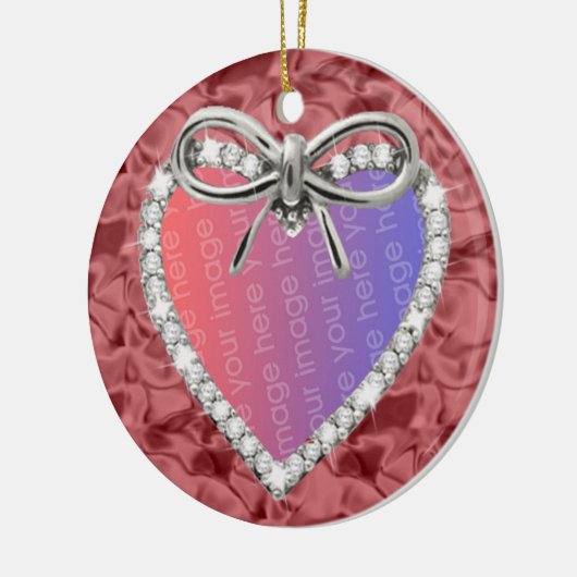 Rood Diamond Heart Lijst Ornament (Links)