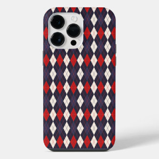 Rood diep violette argyle patroon iPhone 14 pro max hoesje