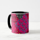 Rood  Dieprood  Kleurrijk patchwork   Mok (Voorkant links)