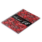 Rood dierenpatroon harten Sweet 16 Notitieboek (Linkerzijde)