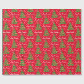 Rood diertje Silhouette kerstboomdecor Cadeaupapier (Vlak)