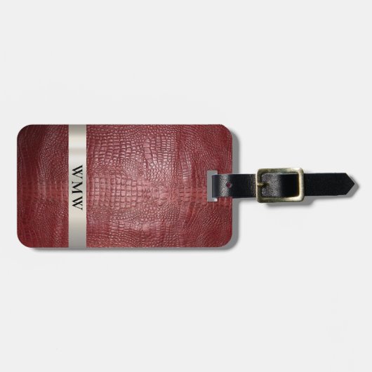 Rood digitaal leder Titaniummonogram Bagagelabel (Voorkant horizontaal)