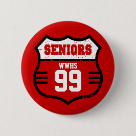 Rood-Distress Seniors Road Sign Ronde Button 5,7 Cm