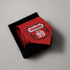 Rood-Distress Seniors Road Sign Stropdas