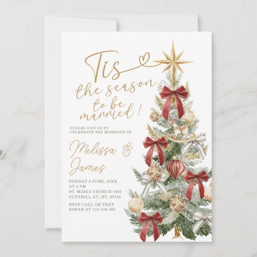 Rood Dit Het Seizoen Om Getrouwd Te Worden Winter  Kaart (Voorkant)