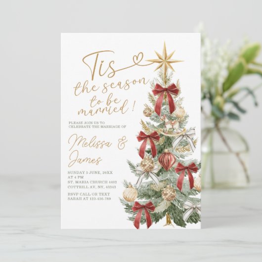 Rood Dit Het Seizoen Om Getrouwd Te Worden Winter  Kaart (Staand voorkant)