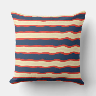 Rood Dk Blauw Crème Golvend Kussen
