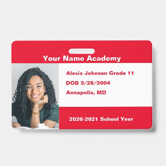 Rood doe het zelf, aangepaste homeschool foto badge (Voorzijde)