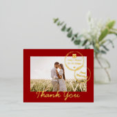 Rood doel bruiloft dubbel geluk bedankt folie feestdagen briefkaart (Staand Voorkant)