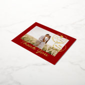 Rood doel bruiloft dubbel geluk bedankt folie feestdagen briefkaart (Gedraaid)