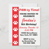 Rood - Dog of Cat Thmed Birthday Party Invitations Kaart (Voorkant)