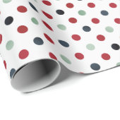 Rood Donker Blauwgroen en Jade Green Polka Dot Pat Cadeaupapier (Rol Hoek)