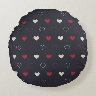 Rood & donker Hart Naadloos Patroon Cute Minimaal Rond Kussen