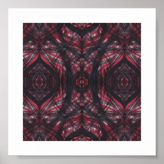 Rood Donker Rood Abstract Waterverf Kunst Poster (Voorkant)