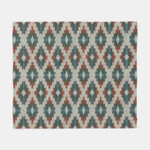 Rood Donkerbruin Blauwgroen Blauw Grijs Tribal Art Fleece Deken (Voorkant (Horizontaal))
