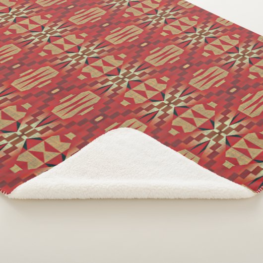 Rood Donkerbruin Tan Beige Roest Sinaasappel Triba Sherpa Deken (3/4)