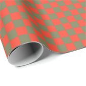 Rood & donkergroen geruit - Festive Retro Cadeaupapier (Rol Hoek)