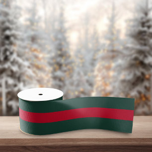 Rood & Donkergroen Vette Streep Kerstmis Grosgrain Lint