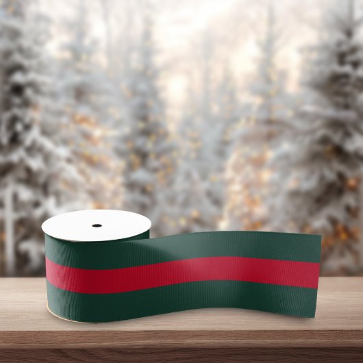 Rood & Donkergroen Vette Streep Kerstmis Grosgrain Lint