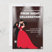 Rood Donkerrood Moderne Illustratieve Prom Nacht Kaart (Voorkant)