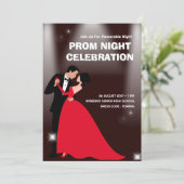 Rood Donkerrood Moderne Illustratieve Prom Nacht Kaart (Staand voorkant)