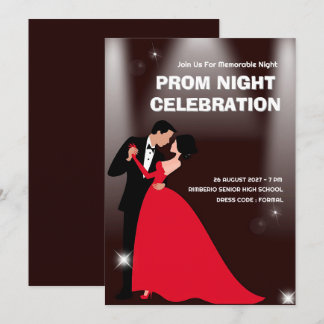 Rood Donkerrood Moderne Illustratieve Prom Nacht Kaart
