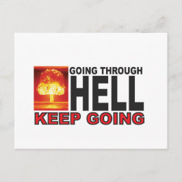 rood door de hel, blijf maar doorgaan briefkaart