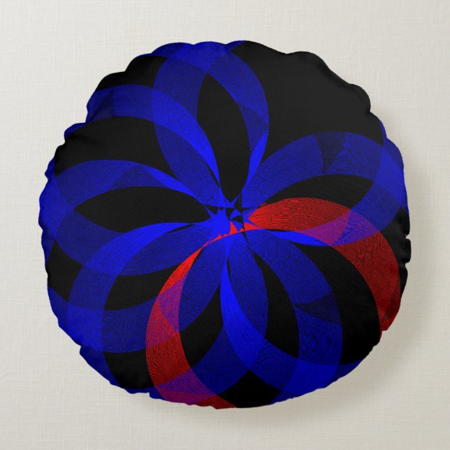 Rood draaiend accent geometrisch rond kussen (Voorkant)