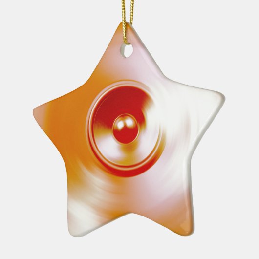 Rood draaiende muziekluidspreker keramisch ornament (Links)