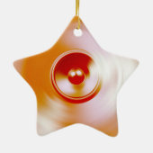 Rood draaiende muziekluidspreker keramisch ornament (Achterkant)