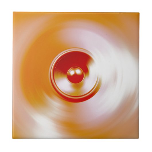 Rood draaiende muziekluidspreker tegeltje (Voorkant)