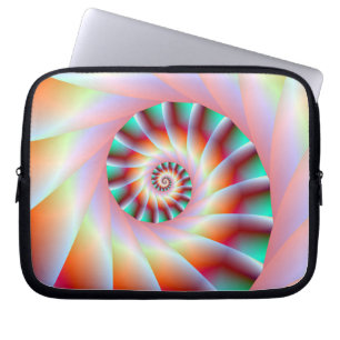 Rood draaimoes en roze spiraalvormige steegjes lap laptop sleeve