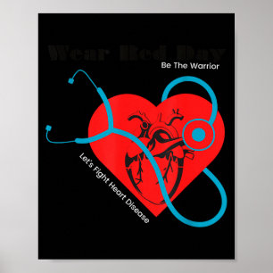 Rood dragen om hartziekte bewustzijn februari te b poster