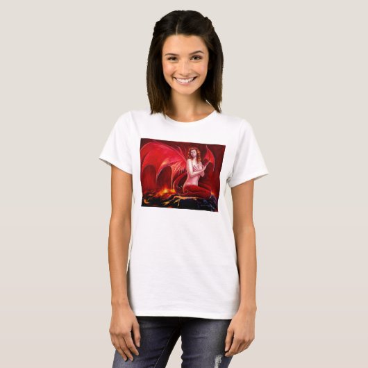 Rood dragon Spaghetti T-shirt (Voorkant volledig)