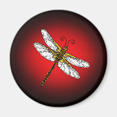 Rood Dragonfly Dragonflies Magnet (Voorkant)