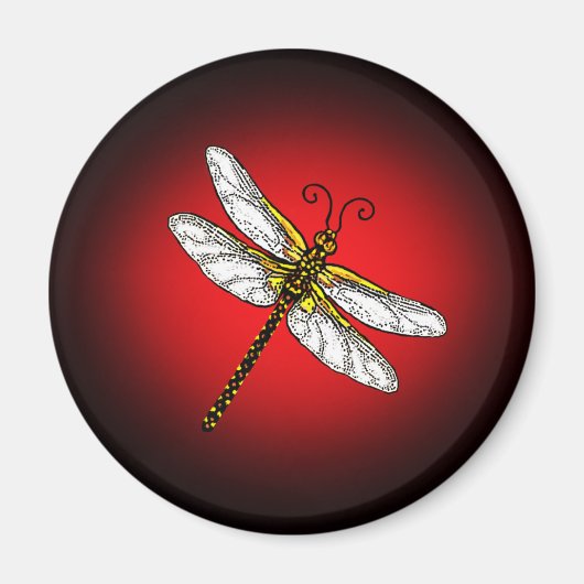 Rood Dragonfly Dragonflies Magnet (Voorkant)
