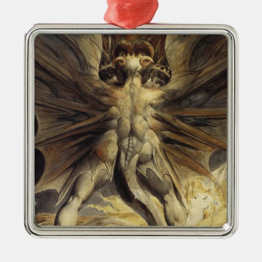 Rood drakenornament metalen ornament (Voorkant)