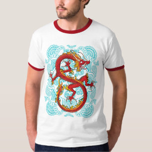 Rood drakenretro t-shirt