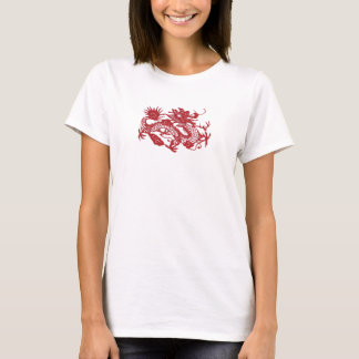 Rood drakenvrouwent-shirt t-shirt