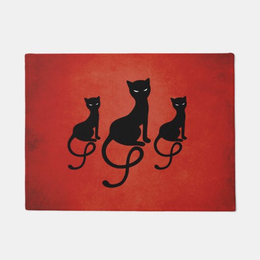 Rood drie boze zwarte katten deurmat (Voorkant)