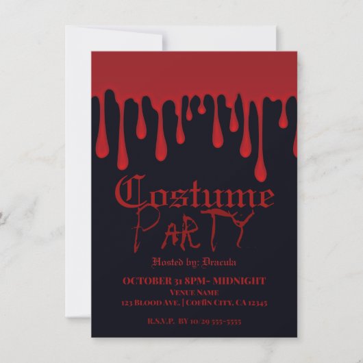 Rood druipend bloed druipt Halloween kostuumfeest Kaart (Voorkant)