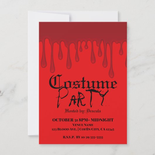 Rood druipend bloed druppels Halloween kostuum fee Kaart (Voorkant)