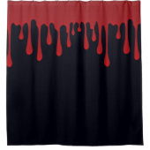 Rood druipend bloed Zwart Halloween druipt Douchegordijn (Voorkant)