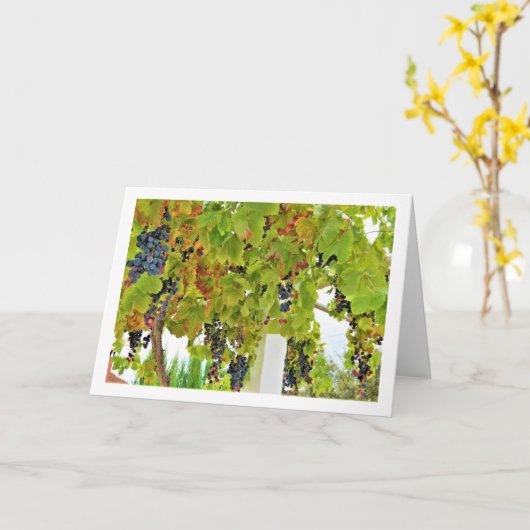 Rood druivenwijnportret kaart (Gele Bloem)